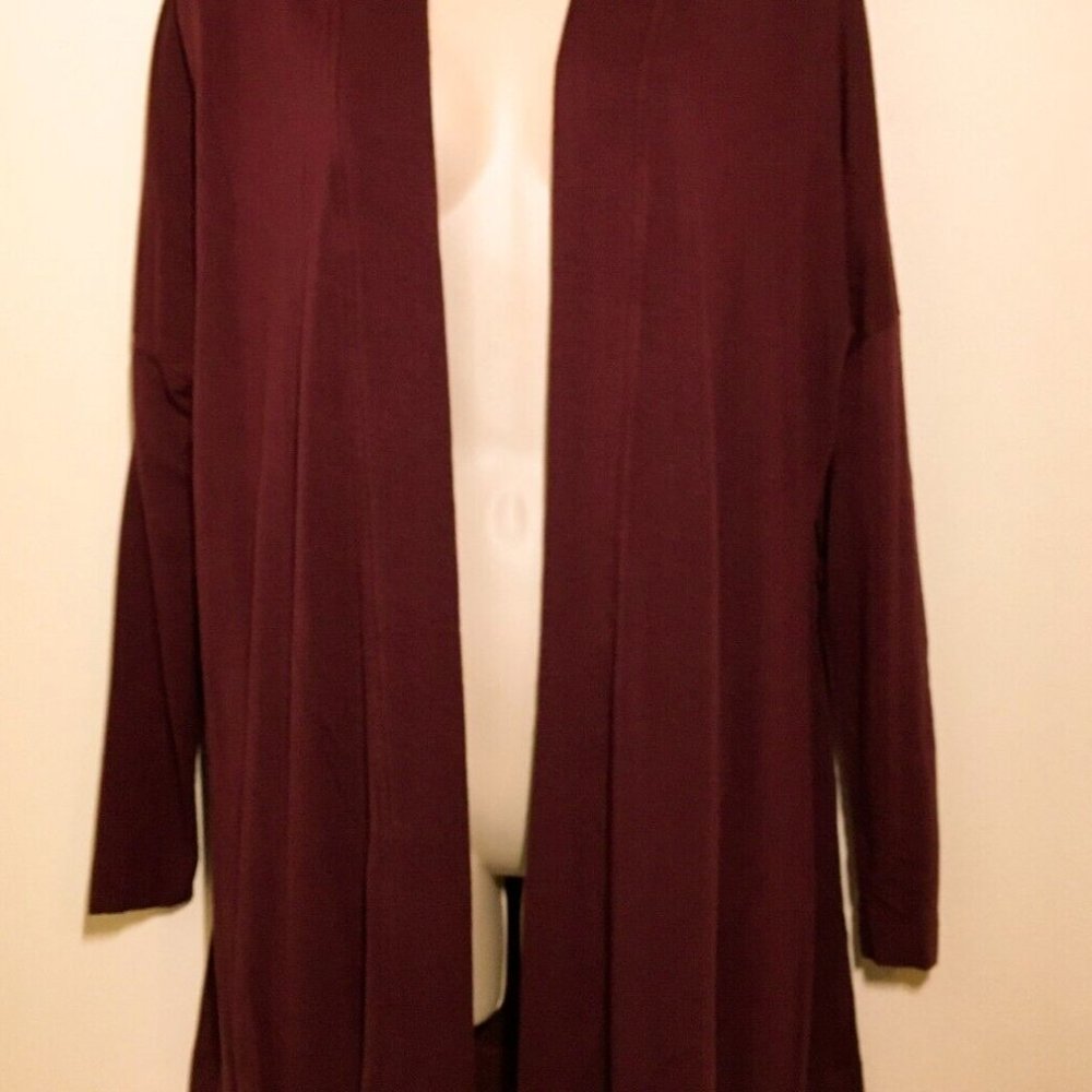 Soma S Wine Open Front Cardigan Women's Soft Stretch Knit Drop Shoulder